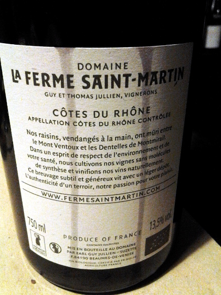 Domaine de la Ferme Saint-Martin Cotes du Rhone 2013