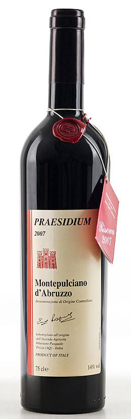 Praesidium Montepulciano d’Abruzzo 2011 bottiglia