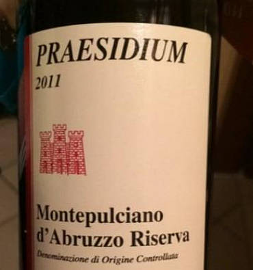 Praesidium Montepulciano d’Abruzzo 2011 etichetta