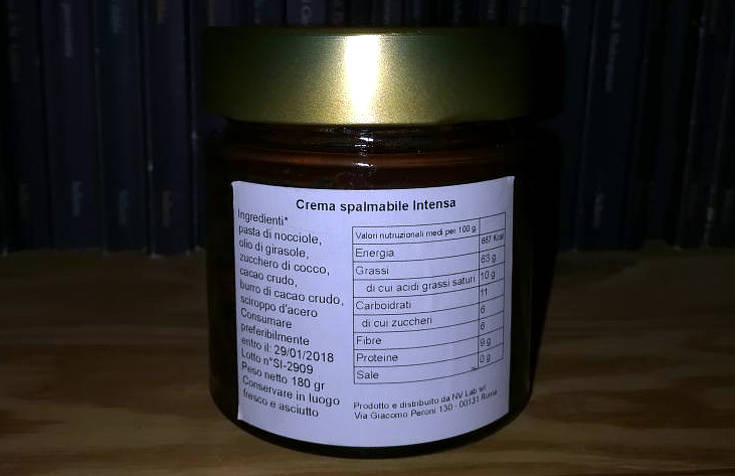 intensa, crema spalmabile di cioccolato crudo