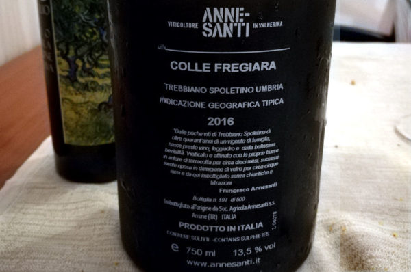 colle fregiara 2016 francesco annesanti trebbiano spoletino etichetta retro bottiglia