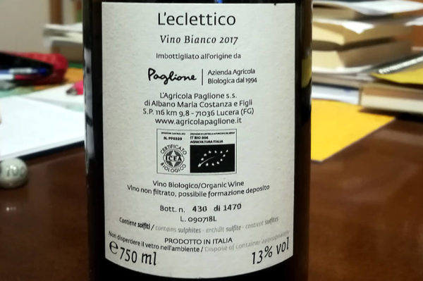 L'eclettico agricola paglione lucera etichetta retro