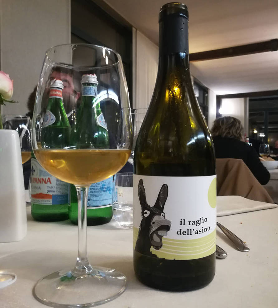 il raglio dell'asino calice e bottiglia vino