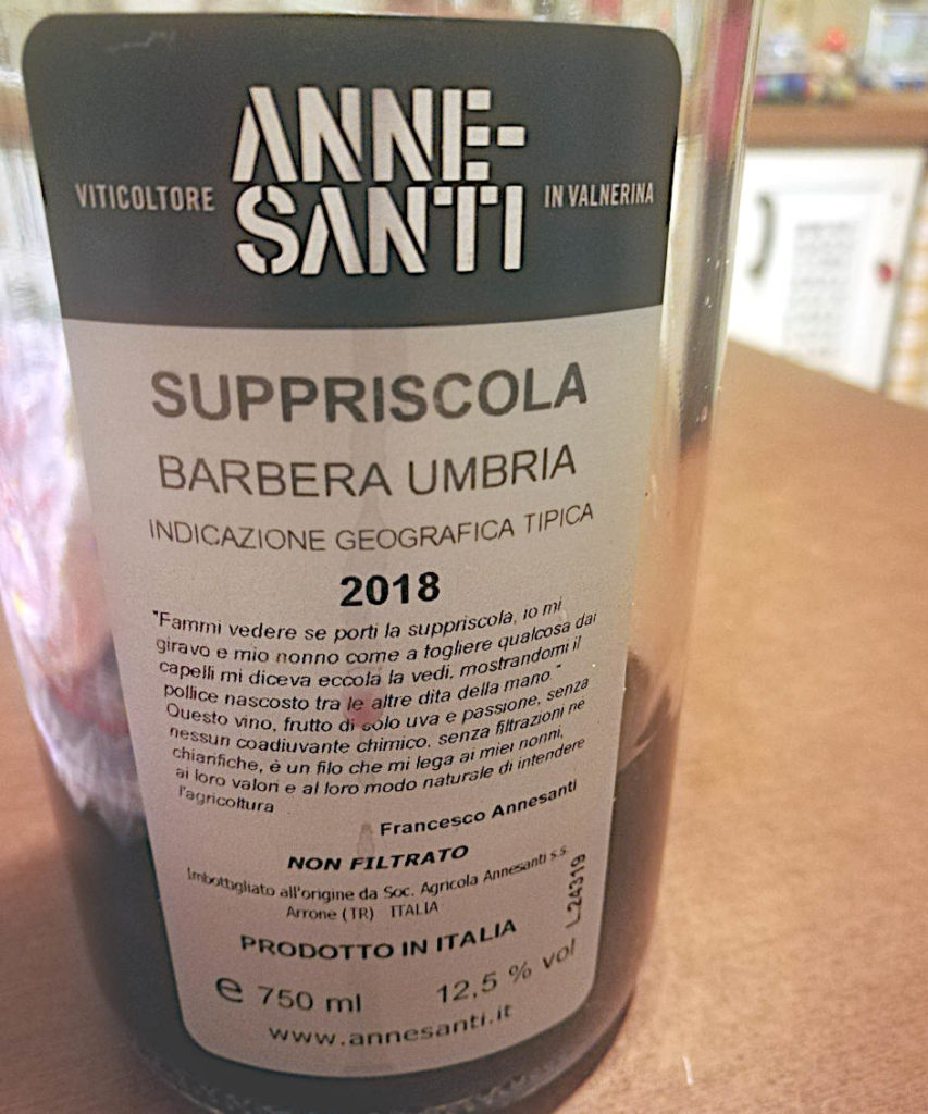 suppriscola 2018 annesanti barbera etichetta retro