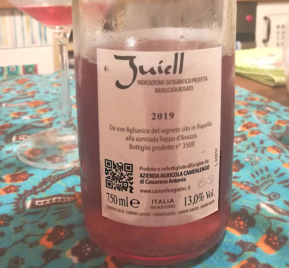 Juiell 2019 Azienda Agricola Camerlengo rapolla etichetta retro