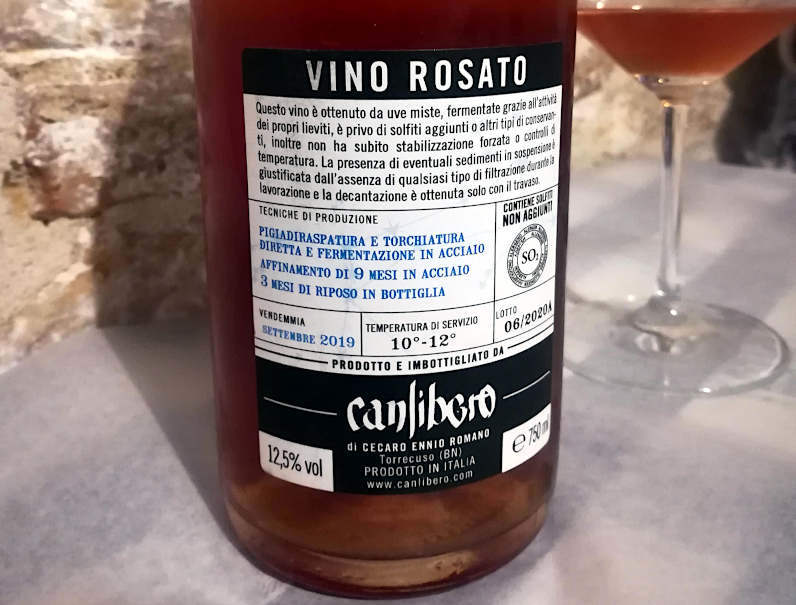 mephisto canlibero 2019 torrecuso calice bottiglia etichetta retro