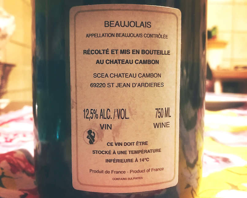 Beaujolais Chateau Cambon 2018 etichetta retro