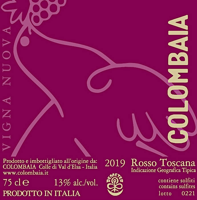 Colombaia Vigna Nuova 2019 colle val d'elsa etichetta
