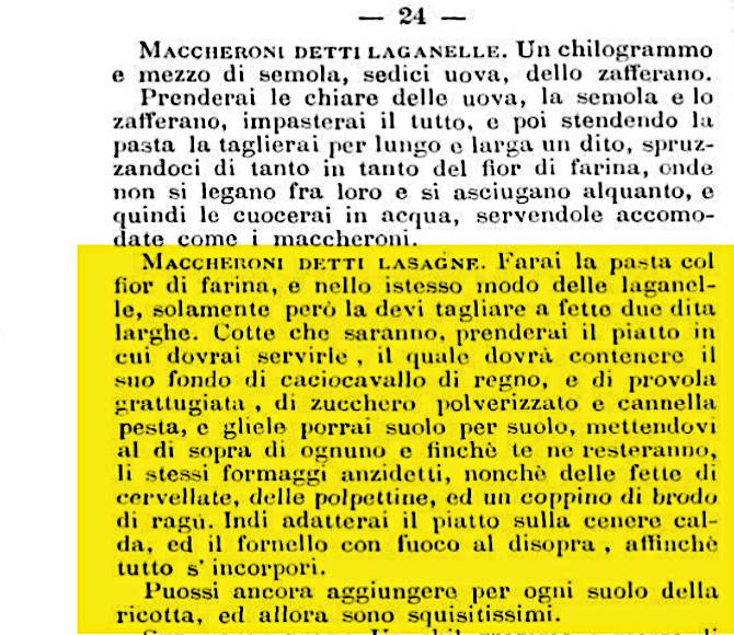 Lasagna napoletana ricetta dal principe dei cuochi Francesco Palma 1881