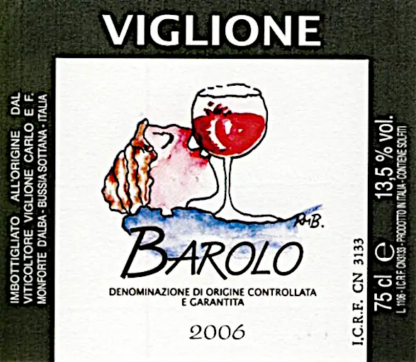 Estetica delle etichette del vino naturale barolo viglione