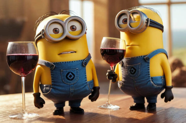 Report il marziano i minions con calici di vino