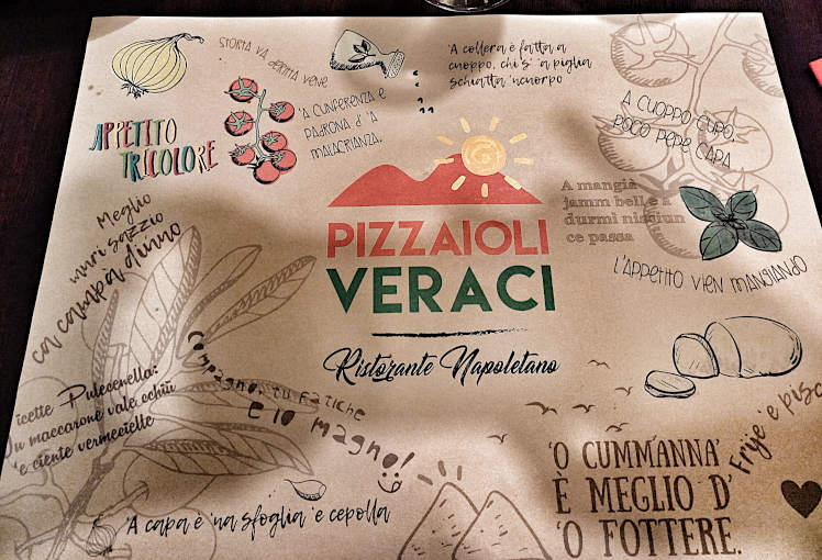 pizzaioli veraci Fuorigrotta tovaglietta di carta con proverbi e modi di dire